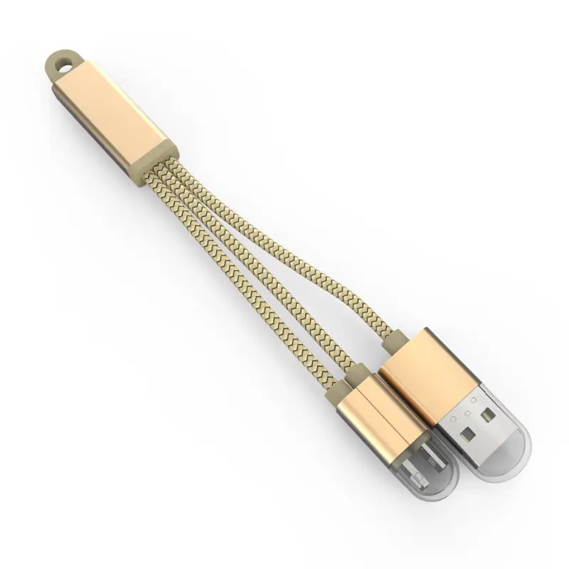 Data Kabl Ldnio LC89 sa Priveskom za Iphone Lightning/micro USB Zlatni