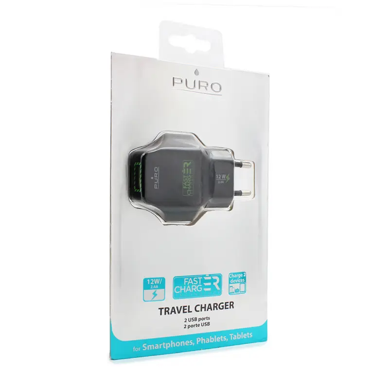 Kucni Punjac Puro 24 Dual USB 2.4a Crni