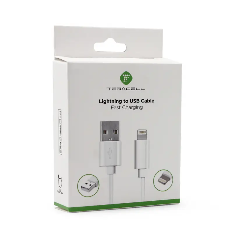 Data Kabl Teracell Plus 2.4a za Iphone Lightning Beli 1.2m