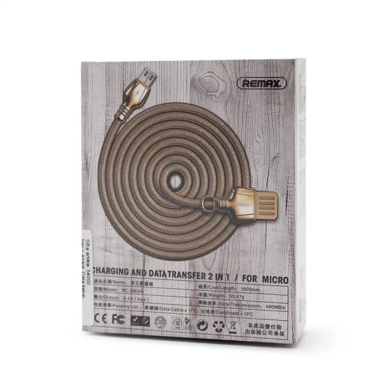 Data Kabl Remax King Rc-063m Micro USB Zlatni 1M
