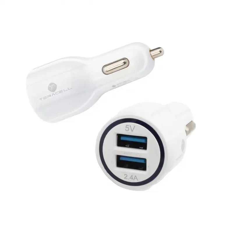 Auto Punjac Teracell Ultra DC01 2.4a sa Micro USB Kablom Beli