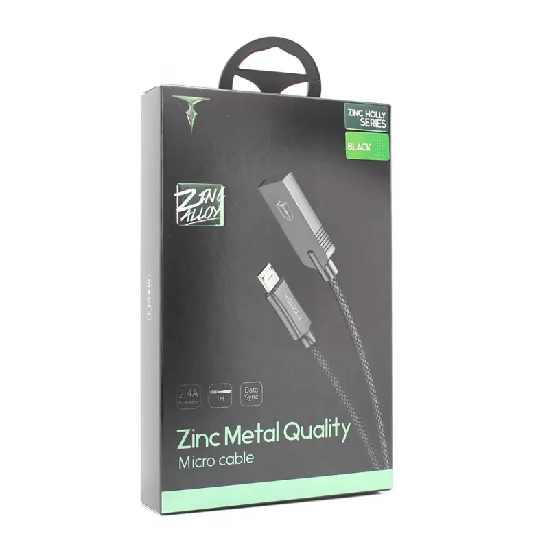 Data Kabl T-phox T-m809 Zinc Holly Micro USB Crni 1M
