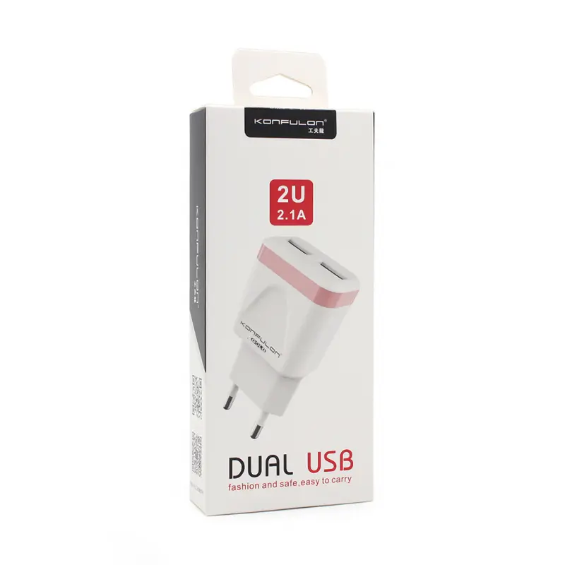 Kucni Punjac Konfulon C31+s05 2XUSB 5V 2.1a sa Iphone Lightning Kablom Beli