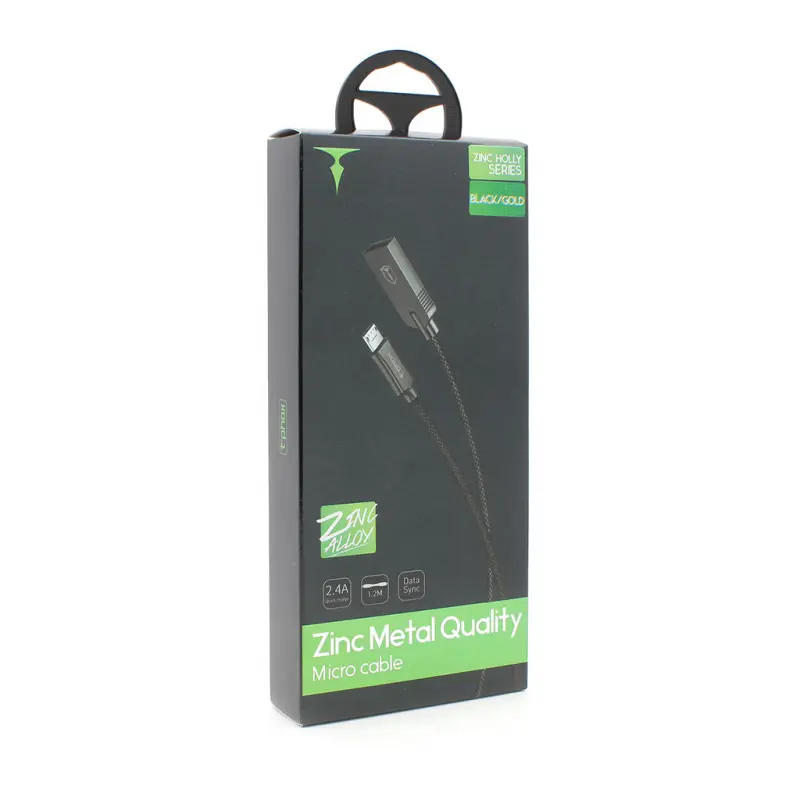 Data Kabl T-phox Zinc Holly Micro USB 2.4a Zlatno-crni 1.2m