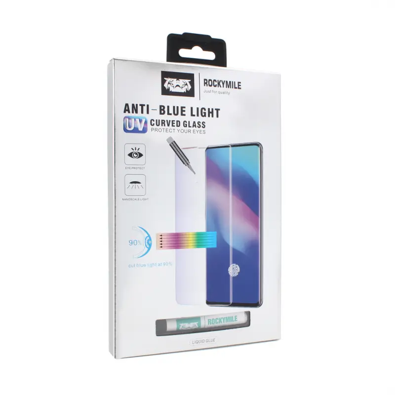 Zastitno Staklo Tempered Glass Rockymile UV Anti Blue Full Glue + Lampa za Samsung N970F Galaxy Note 10