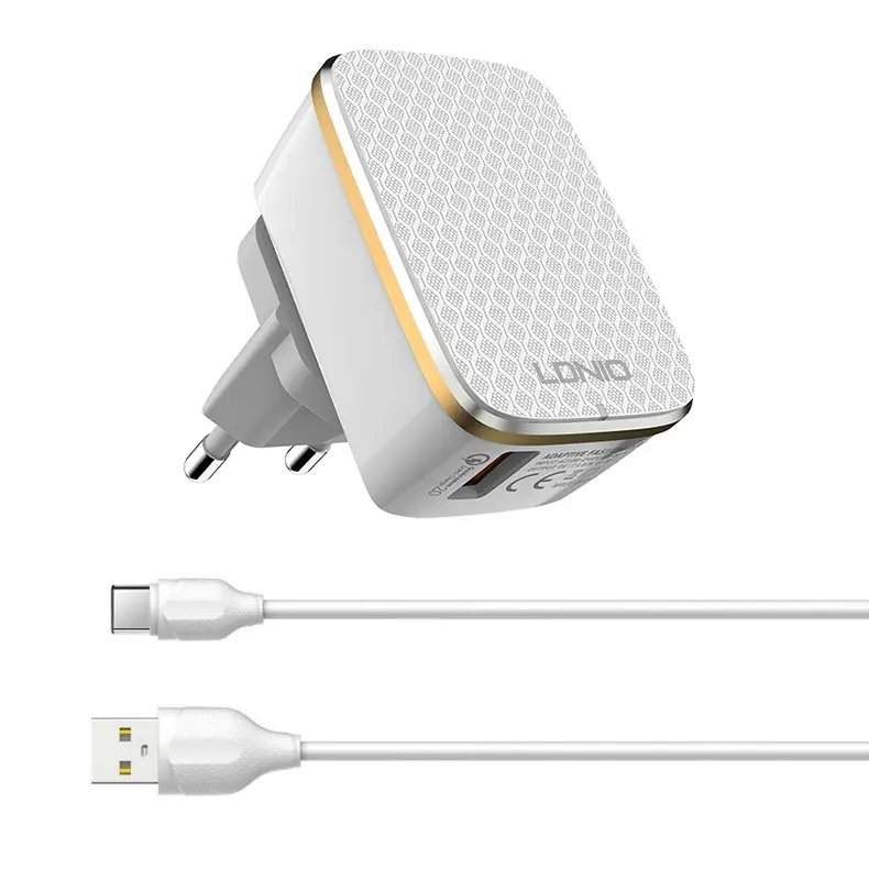 Kucni Punjac Ldnio A1204q Quick Charge 3.0 USB 5V 2.4a sa Type C Kablom Beli