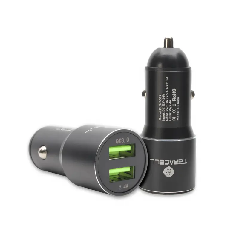 Auto Punjac Teracell Evolution TC-05 2XUSB Qc3.0 2.4a sa Micro USB Kablom Crni