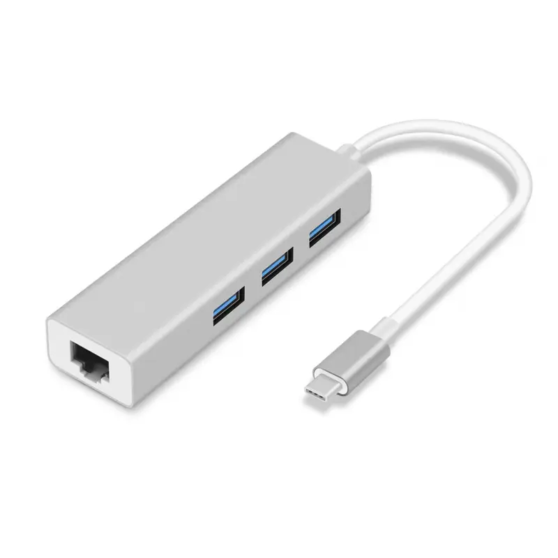 Adapter Type C na 3 USB 3.0 + RJ45 Gb Jwd-t5 Srebrni