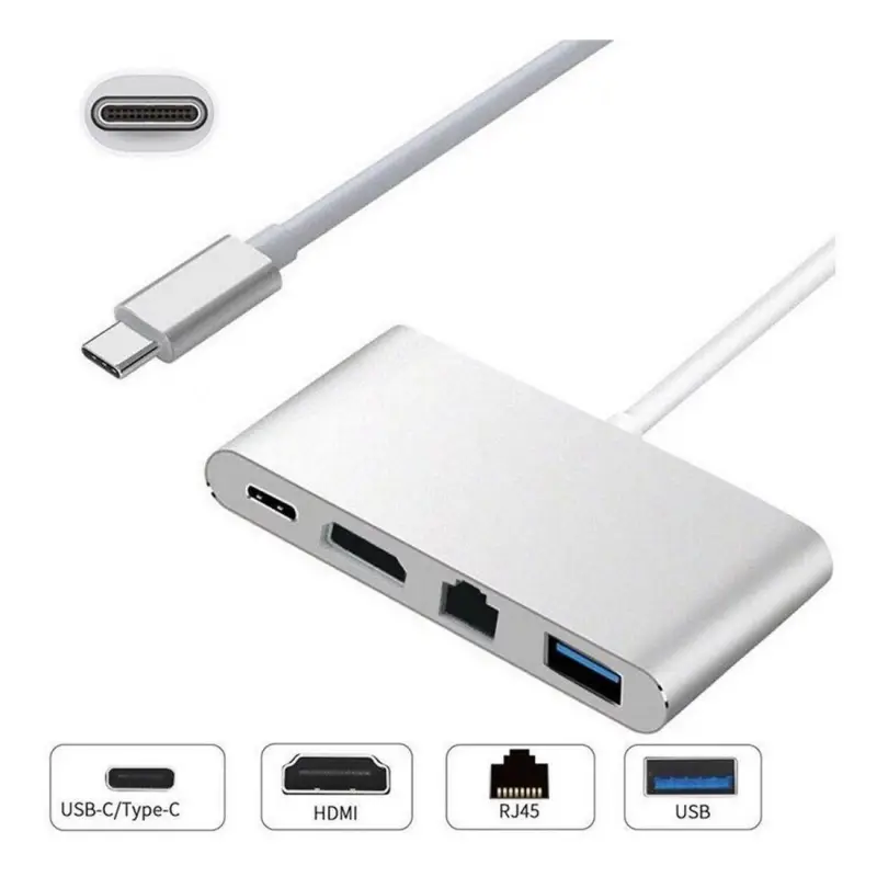Adapter Type C na RJ45 (lan) HDMI USB 3.0 4U1 Jwd-tc08
