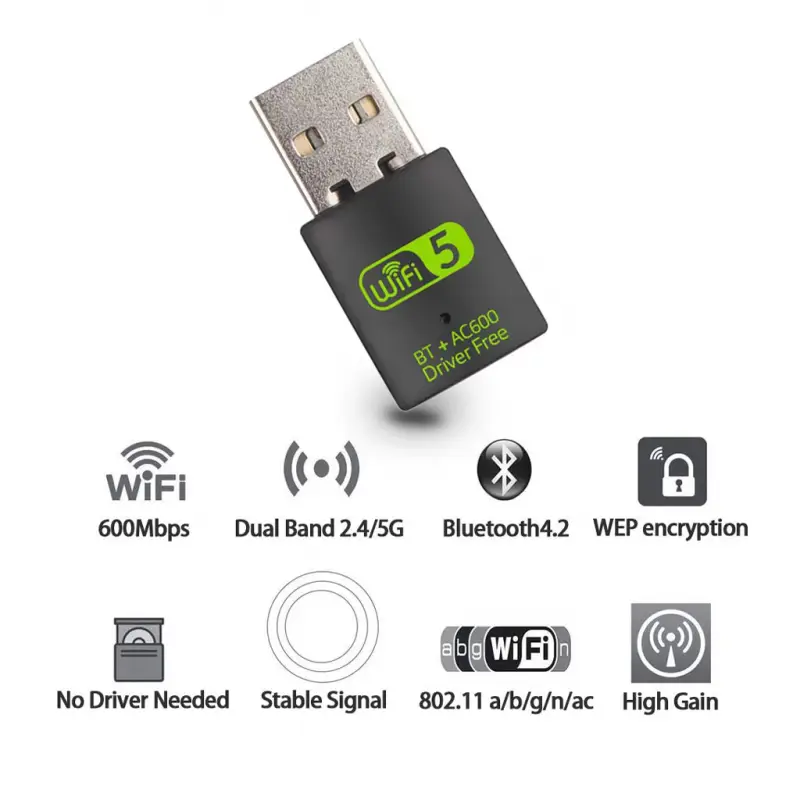 Wireless Dual Band 2.4ghz 5GHZ 600MB Bluetooth 4.2 Adapter Jwd-71