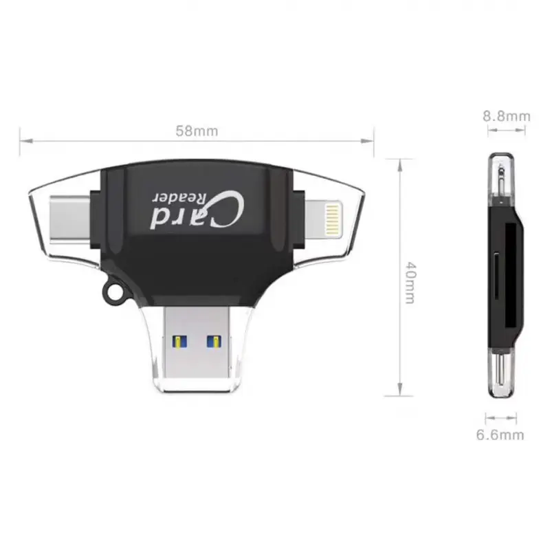 Citac Kartica SD Microsd na Type C Lightning USB 2.0 Jwd-84 Crni