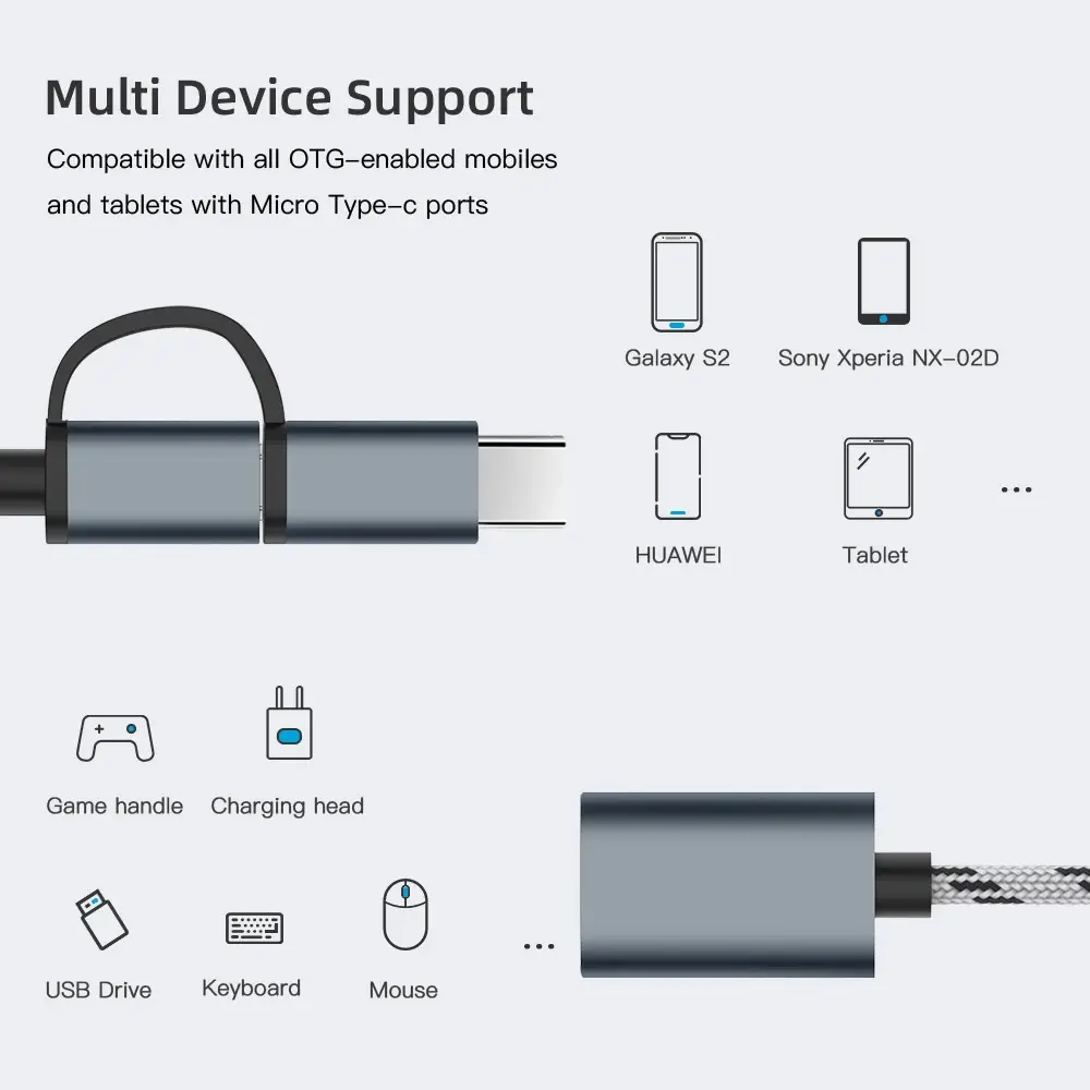 Kabl OTG Type C Micro USB na USB Z 3.0