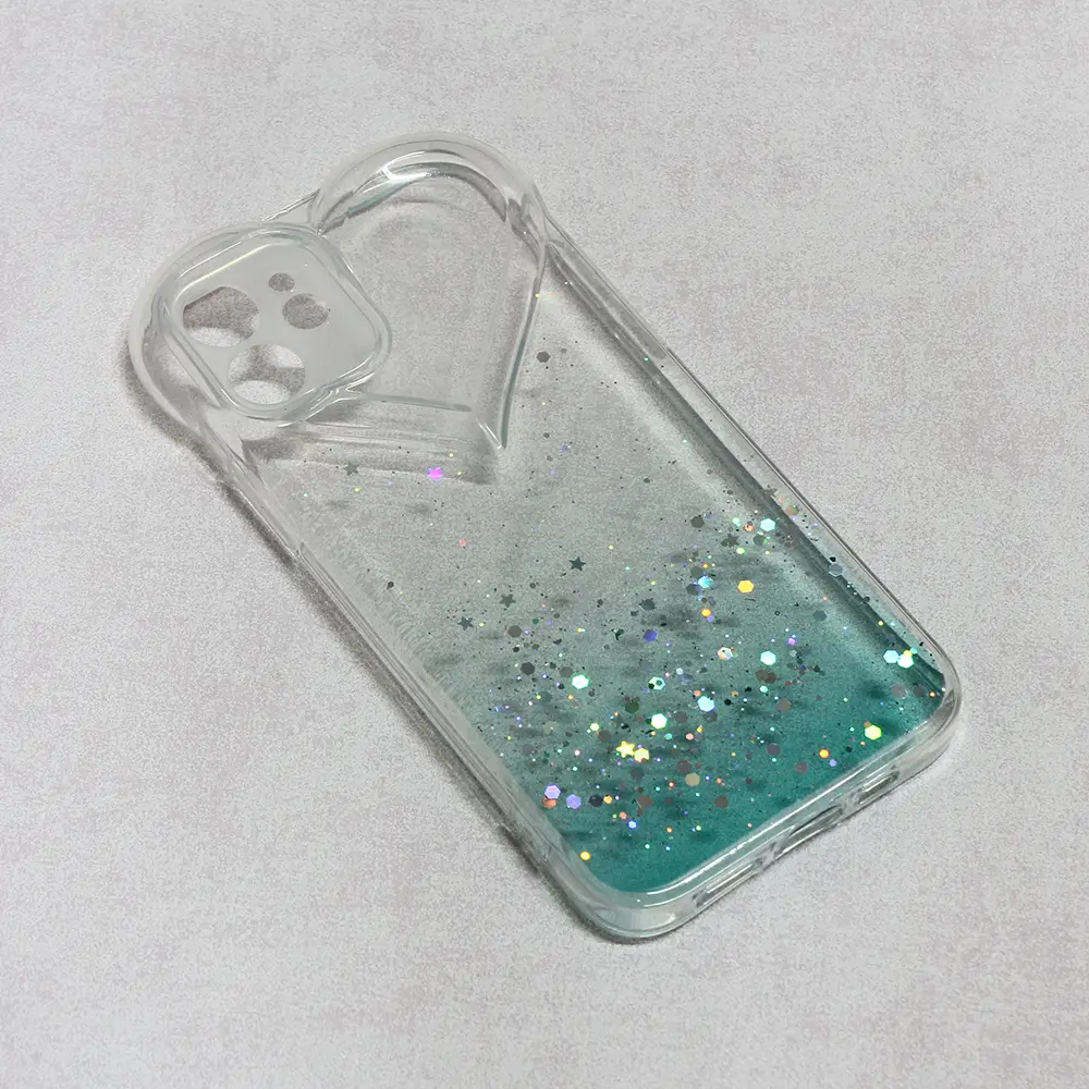 Torbica Heart Glitter za Iphone 12 6.1 Mint