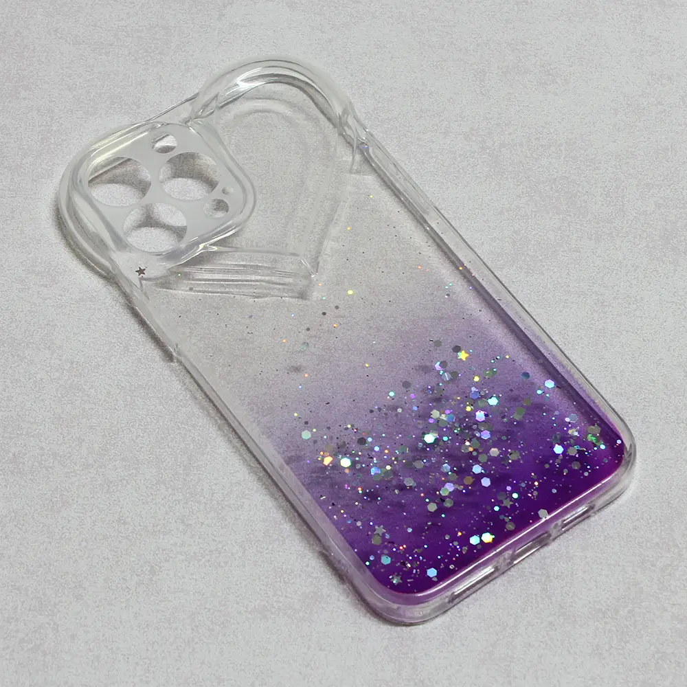 Torbica Heart Glitter za Iphone 13 Pro Max 6.7 Ljubicasta