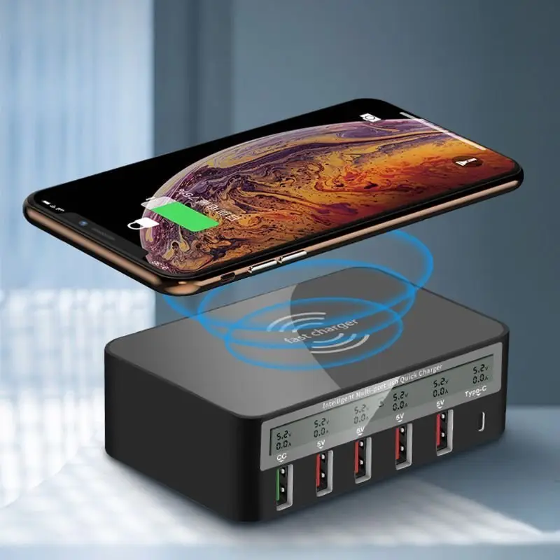 Wireless Punjac + 5XUSB + Type C EL01 Crni