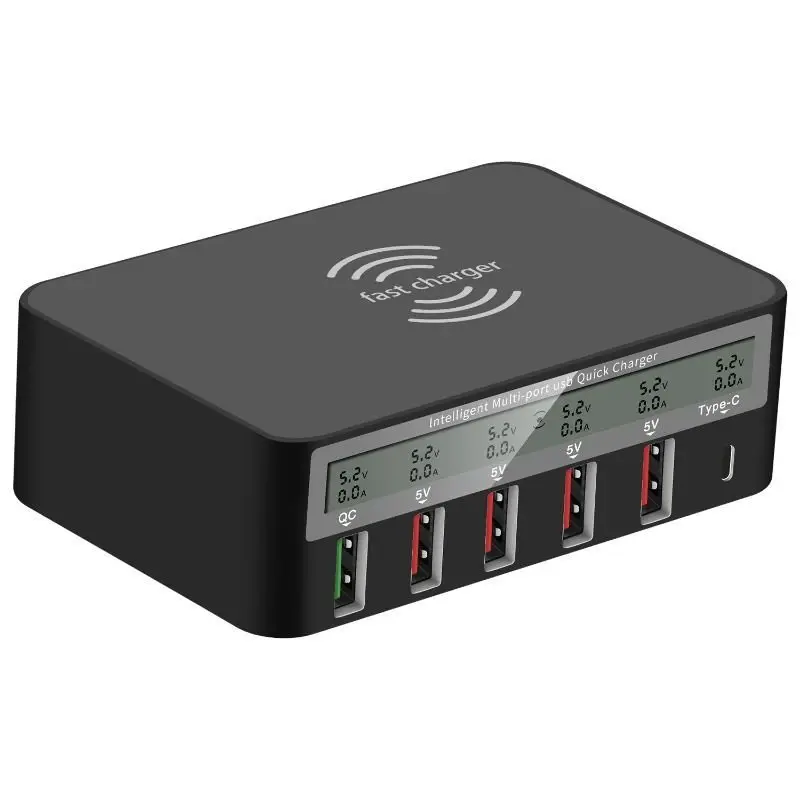 Wireless Punjac + 5XUSB + Type C EL01 Crni