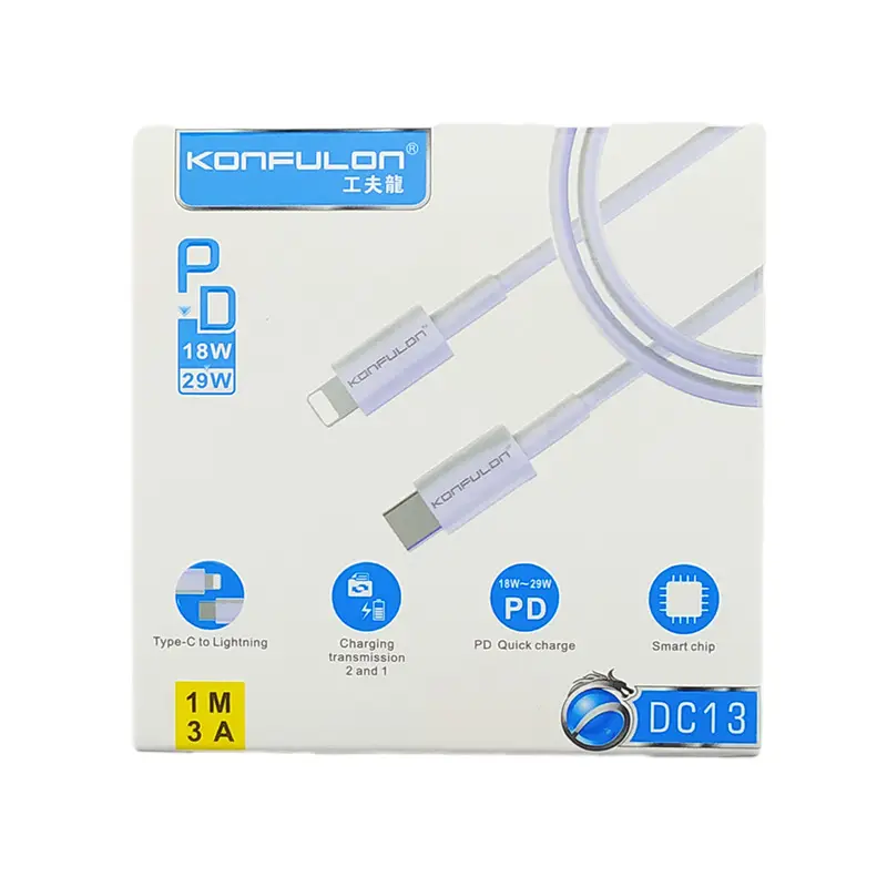 Data Kabl Konfulon DC13 PD 3A Type C na Iphone Lightning Beli 1M