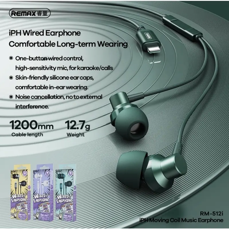 Slusalice Remax Rm-512i za Iphone Lightning Zelene