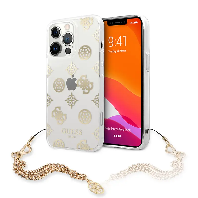 Torbica Guess Hc Pc Chain Handle Peony za Iphone 13 Pro 6.1 Zlatna (guhcp13lkspego)