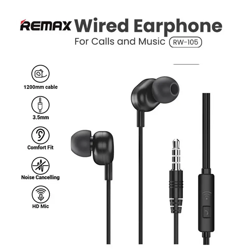 Slusalice Remax Wired Rw-105 3.5 Mm Crne