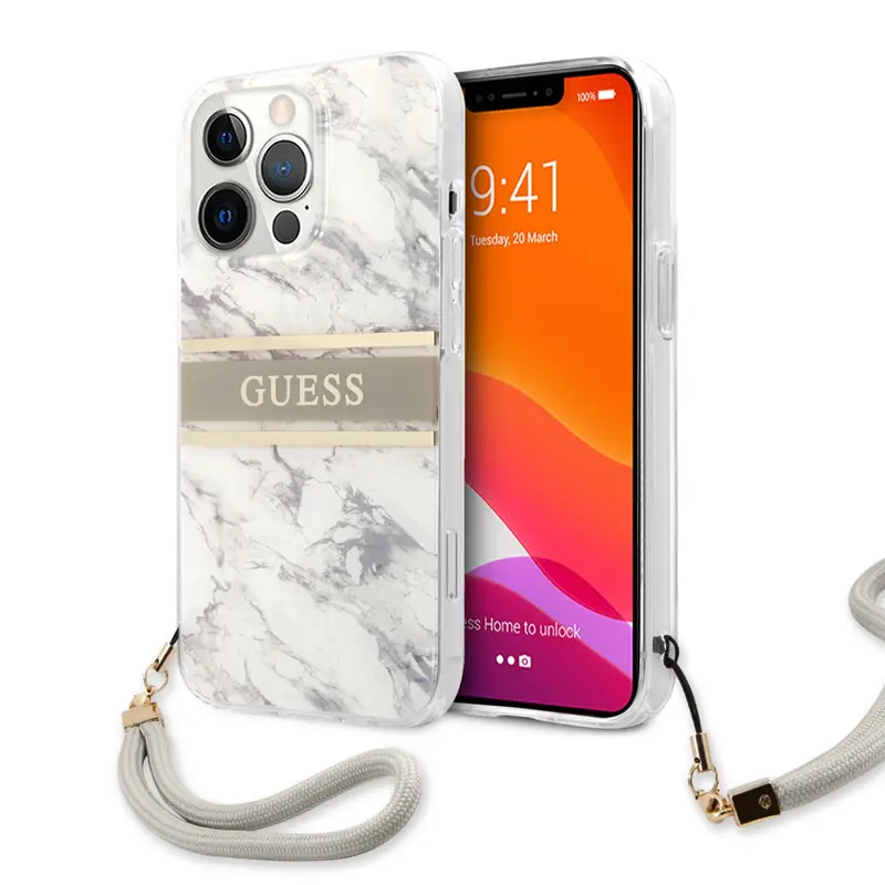 Torbica Guess Marble Strap za Iphone 13 Pro 6.1 Siva (guhcp13lkmabgr)