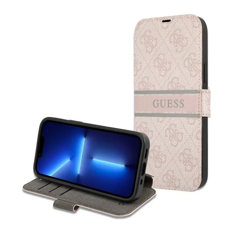 Torbica Guess Stripe Bk Pu za Iphone 13 6.1 Roze (gubkp13m4gdpi)