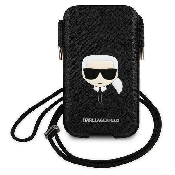 Torbica Karl Lagerfeld Pouch Pu Saffiano Karl Head Large za Telefone do 6,7" Crna ( Klhcp12lophkhk)