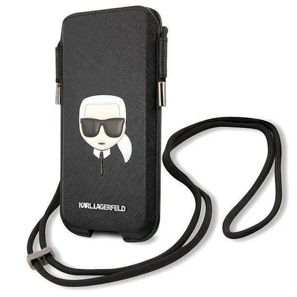 Torbica Karl Lagerfeld Pouch Pu Saffiano Karl Head Large za Telefone do 6,7" Crna ( Klhcp12lophkhk)
