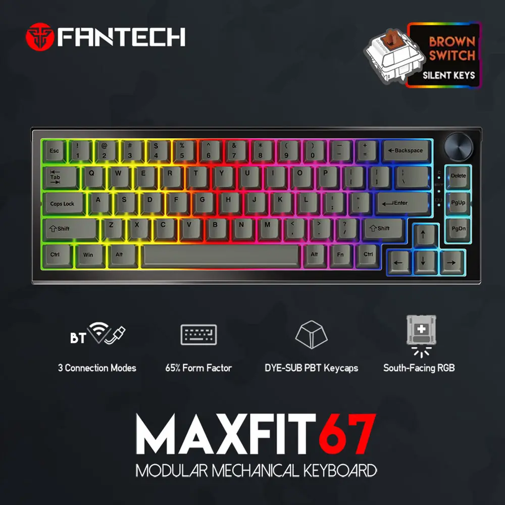 Tastatura Mehanicka Gaming Fantech MK858 RGB Maxfit67 Crna (brown Switch)