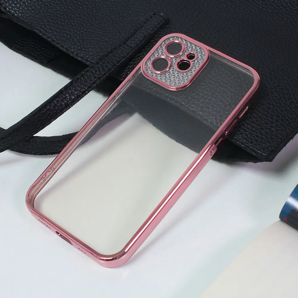 Torbica Silikon Camera Diamond Iphone 12 6.1 Roze