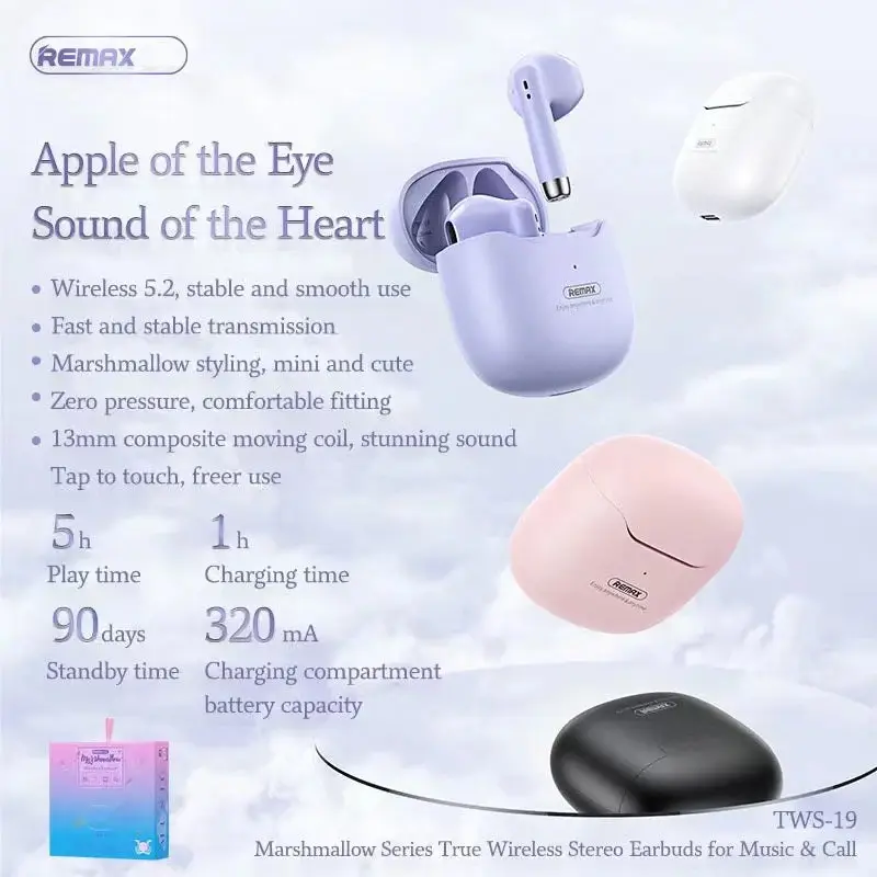 Bluetooth Slusalice Remax Marshmallow Series Tws-19 Crne