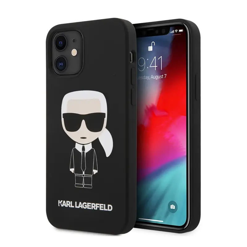Torbica Karl Lagerfeld Hc Silicone Full Body Ikonic za Iphone 12 Mini 5.4 Crna (klhcp12sslfkbk)