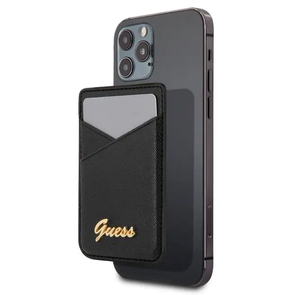 Torbica za Kartice Guess Wallet Cardslot Sticker 3M Saffiano Script Crna (guchssabk)