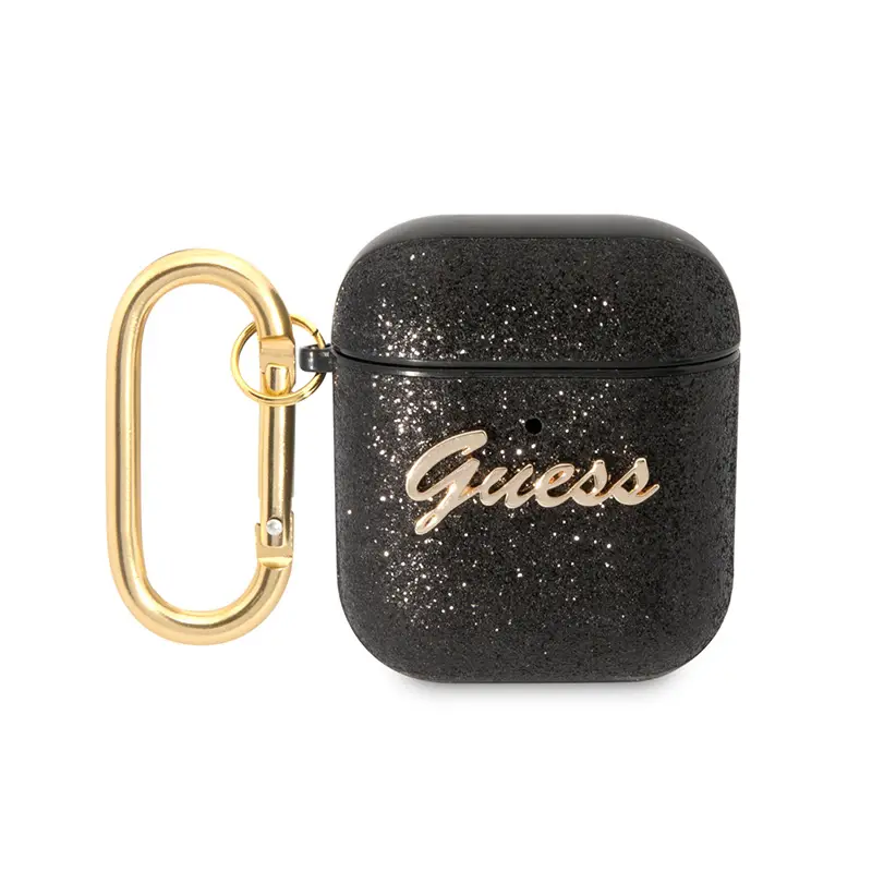 Torbica Guess za Airpods 1/2 PU Glitter Flake Crna (gua2hggshk)