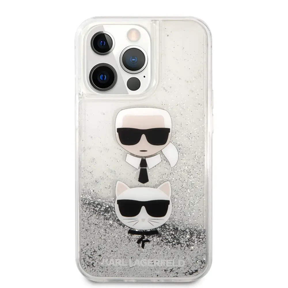 Torbica Karl Lagerfeld Hc Liquid Glitter 2 Heads za Iphone 14 Pro 6.1 Srebrna (klhcp14lkicgls)