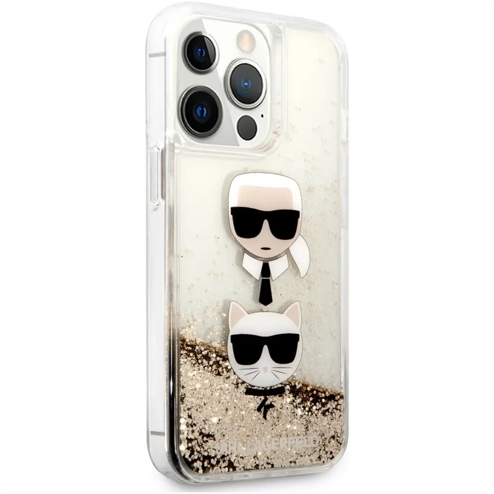 Torbica Karl Lagerfeld Hc Liquid Glitter 2 Heads za Iphone 14 Pro 6.1 Zlatna (klhcp14lkicgld)