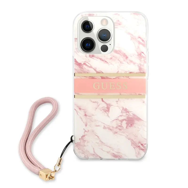 Torbica Guess Marble Strap za Iphone 13 Pro 6.1 Roze (guhcp13lkmabpi)