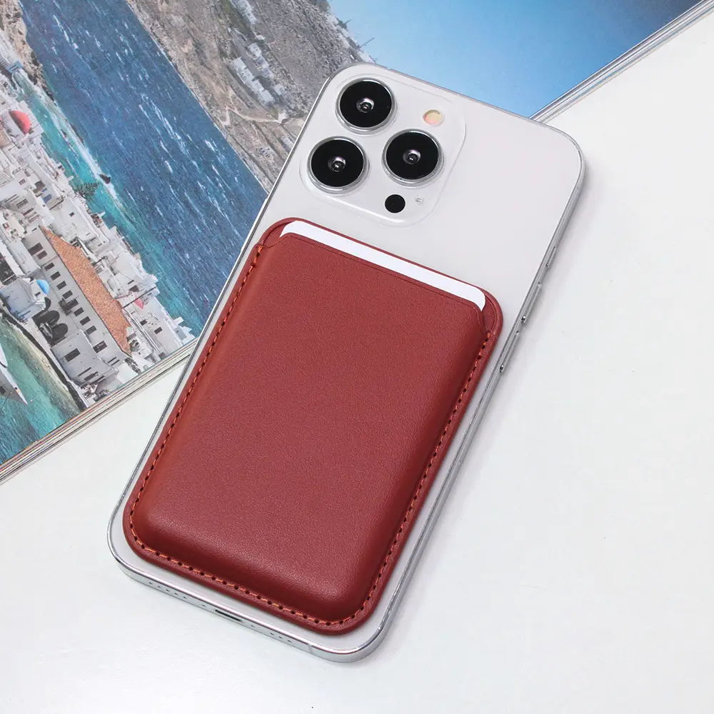 Torbica Leather Magsafe Pocket za Iphone 14 Bordo