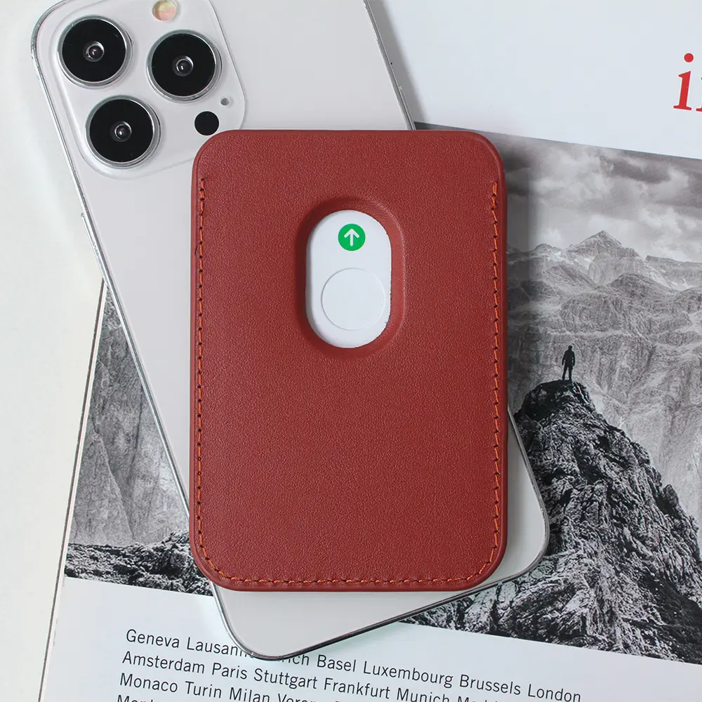 Torbica Leather Magsafe Pocket za Iphone 14 Bordo