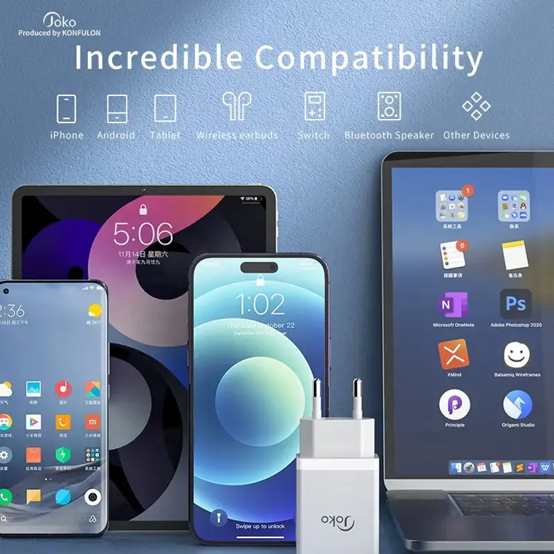 Kucni Punjac Konfulon JK77 2.4a sa Micro USB Kablom Beli 1M