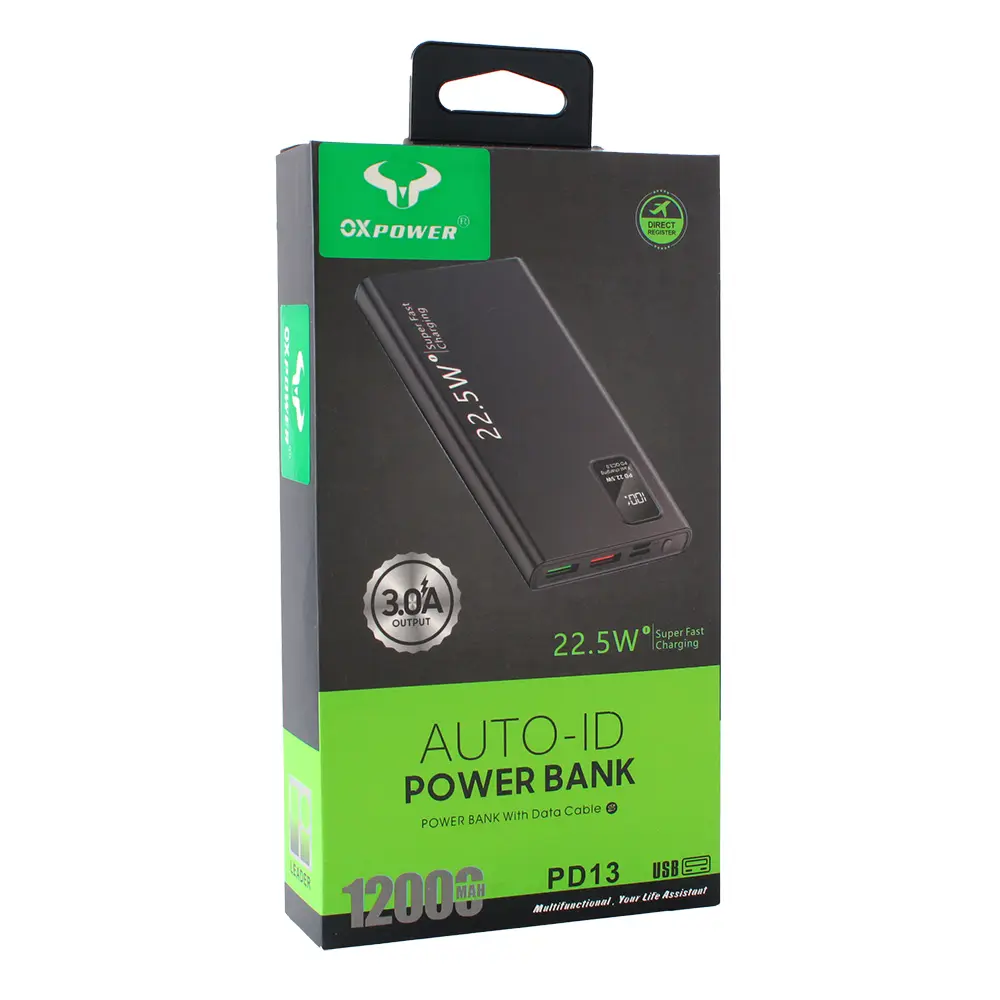 Power Bank Prenosiva Baterija Oxpower P13 PD Fast 12000 Mah Crna