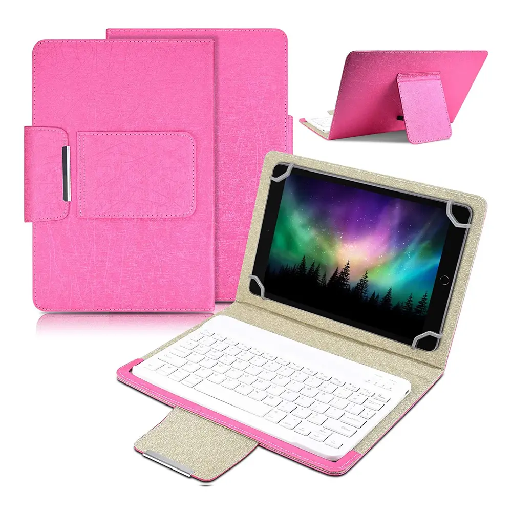 Torbica sa Bluetooth Tastaturom Leather za Tablet 10" Univerzalna Pink