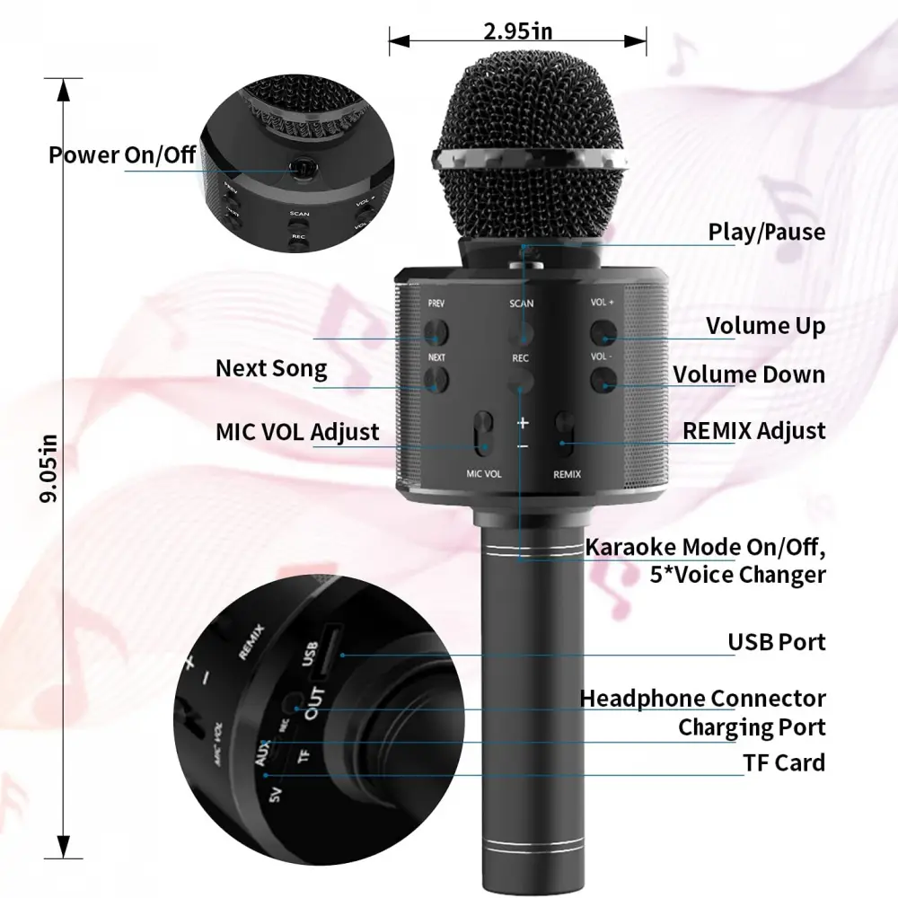 Bluetooth Mikrofon Crni