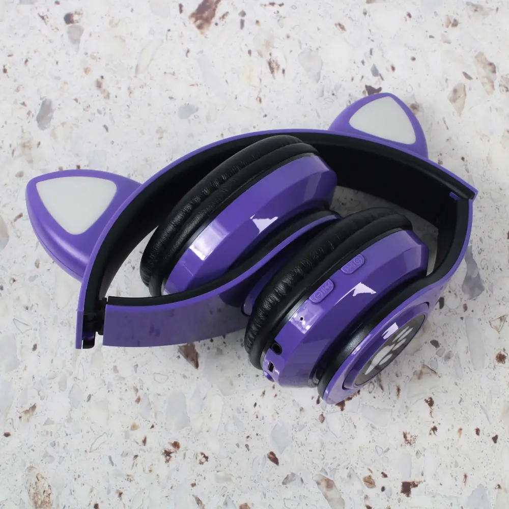 Bluetooth Slusalice Cat Ear Ljubicaste