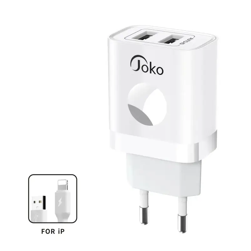 Kucni Punjac Konfulon Jk72, 2xusb, 2.4a,12w, sa Iphone Lightning Kablom Beli