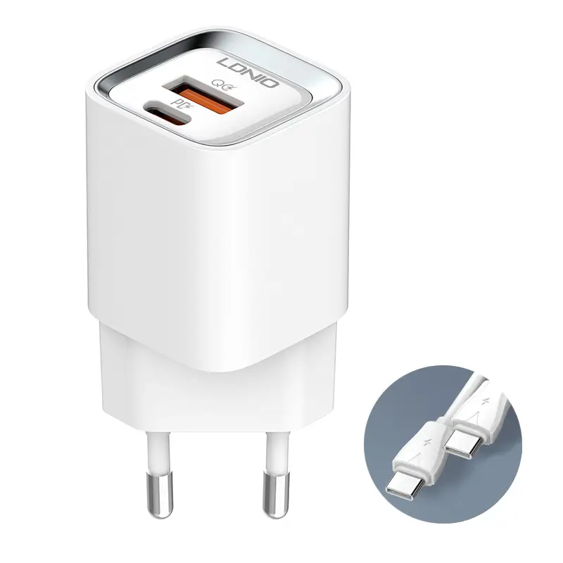 Kucni Punjac Ldnio A2317c, 3.6a, Qc3.0 18w, PD 30W sa Type C na Type C Kablom Beli