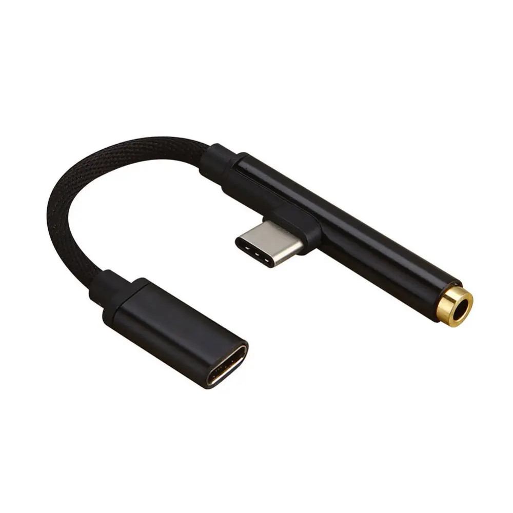 Adapter za Slusalice i Punjenje Type C Crni