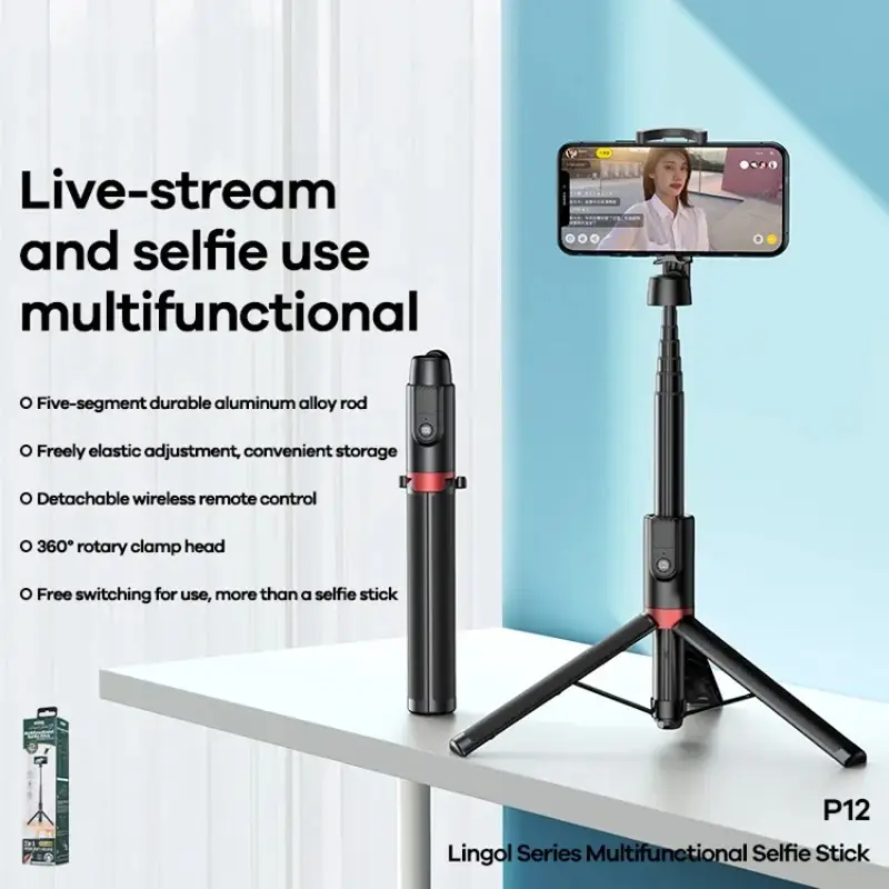 Selfie Stick Remax P12 Multifuncionalni Crni