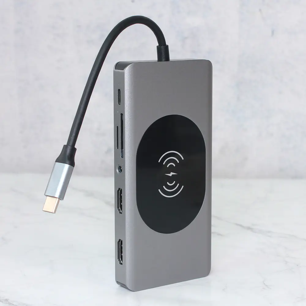 Adapter Type C na LAN Gb, Wireless Pc, SD Card, Tf, Type C, 3XUSB 3.0, 2XUSB 2.0, Audio, 2xhdmi i VGA 14 u 1 20CM Kabl