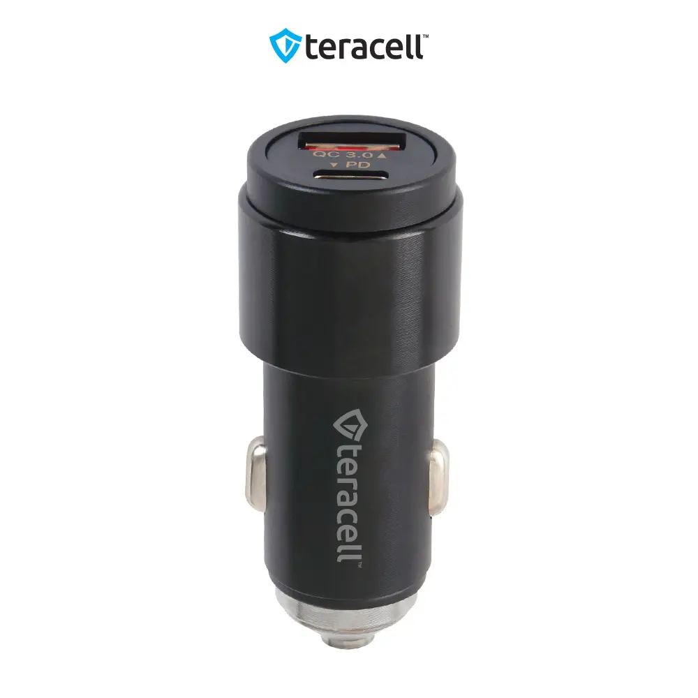 Auto Punjac Teracell Evolution TC-11 PD 22.5w + USB Qc3.0 20w, 45W (total) sa Lightning Kablom Crni